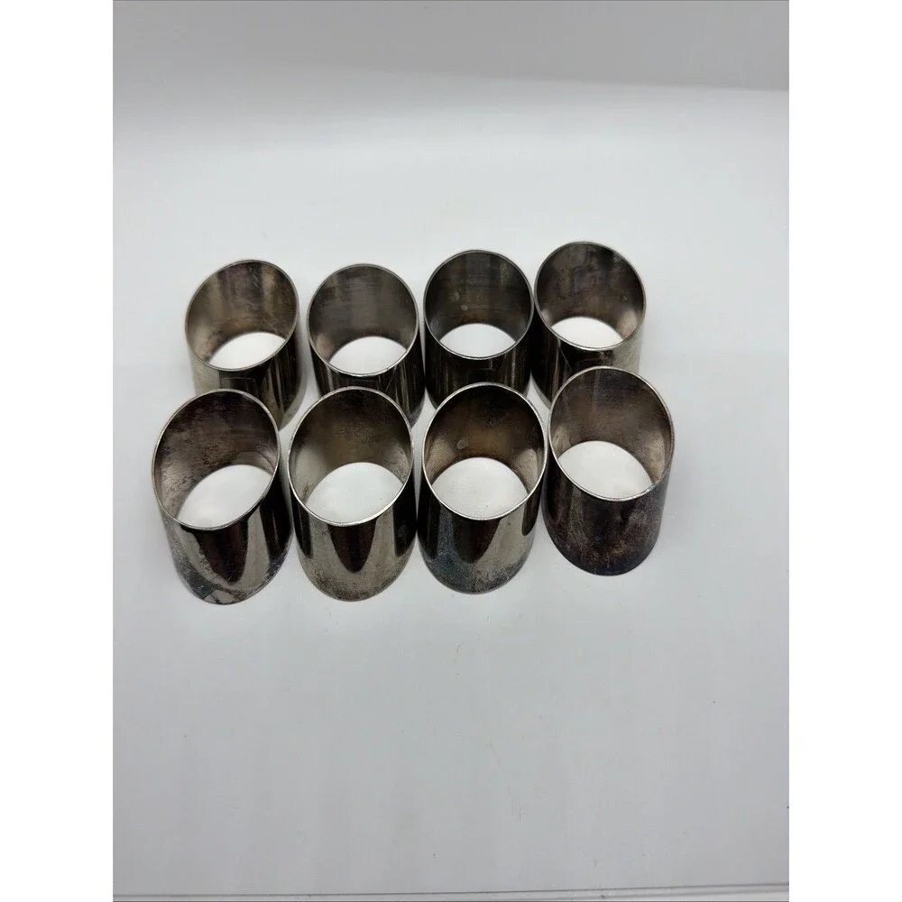 Set Of 7 Leonard Silver Plate Napkin Rings Slanted Oval Shape 2x1.5”- READ